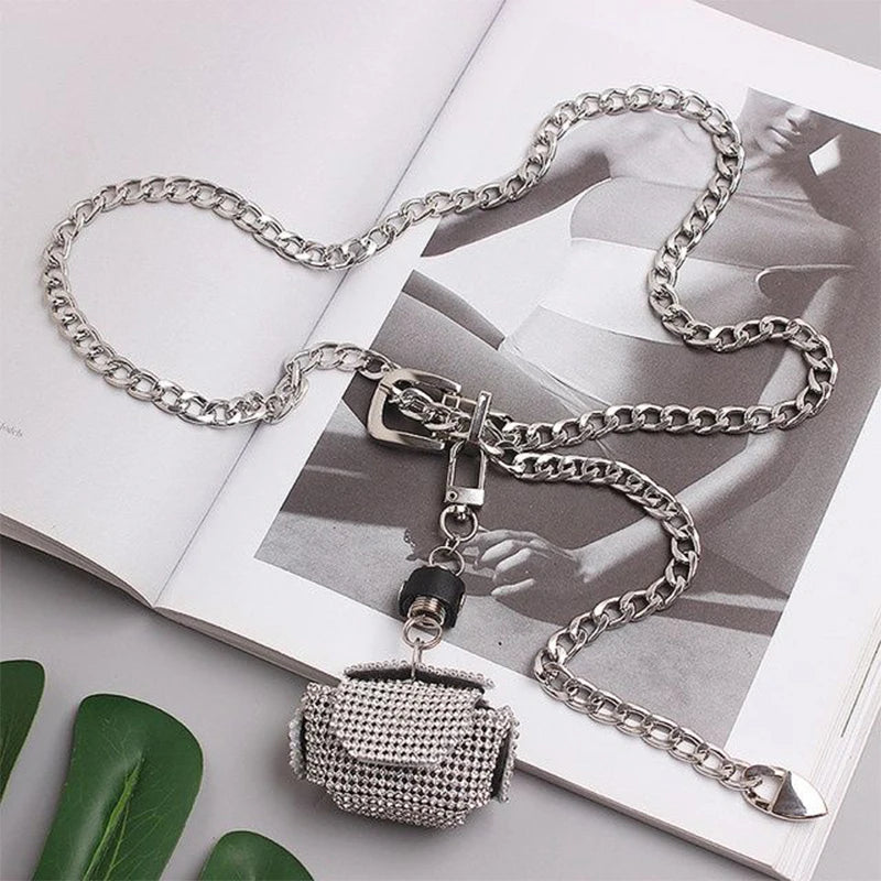 Shiny Rhinestone Waist Chain For Women