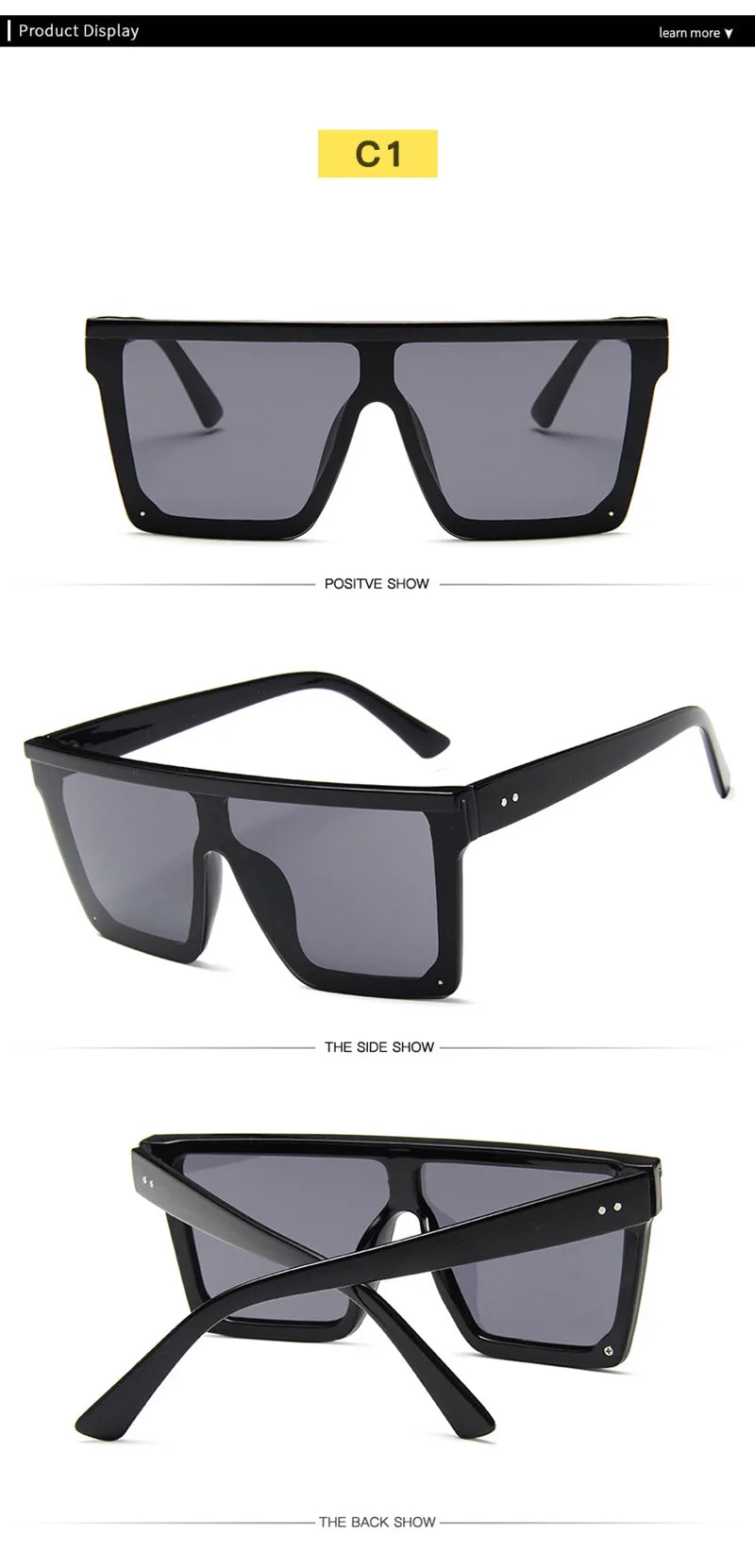 Flat Top Classic Square Sunglasses For Women