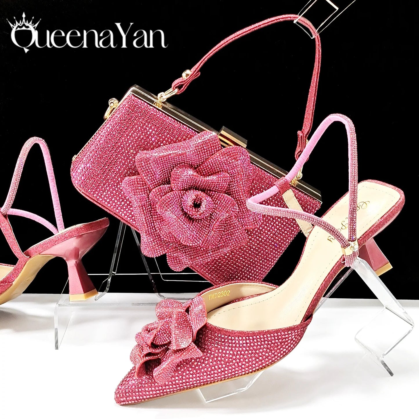 Large Flower Design Shoes & Bag For Women