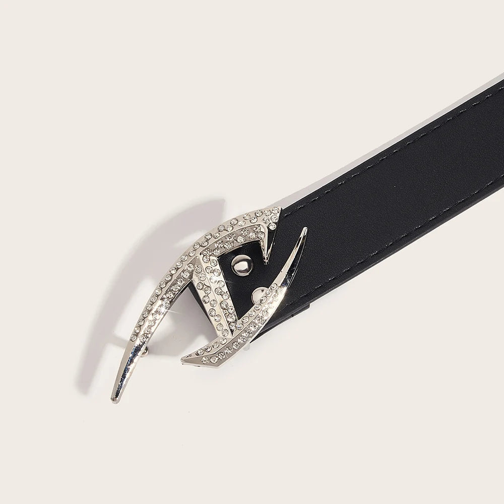 Leather Belts With Alloy Diamond Buckle