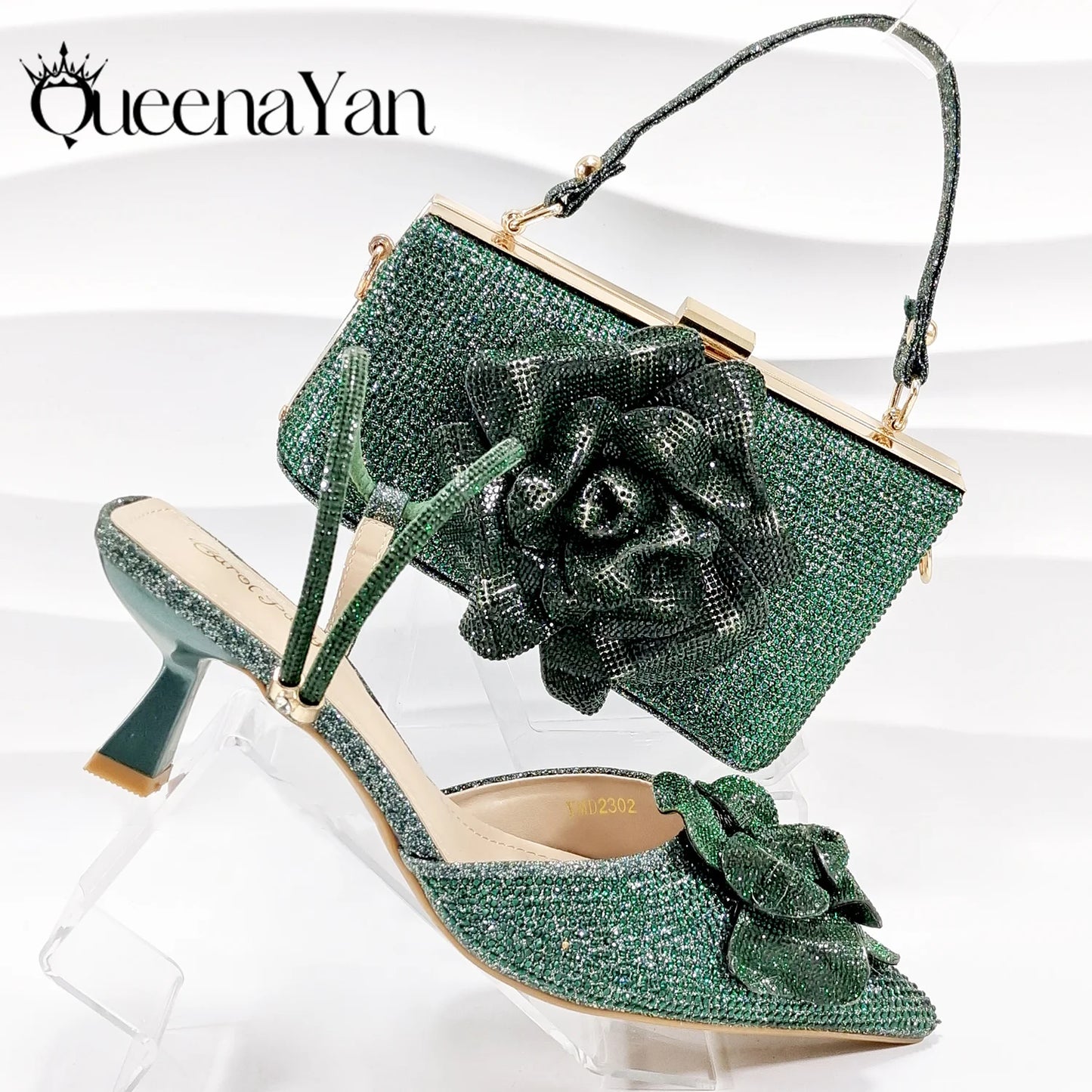 Large Flower Design Shoes & Bag For Women