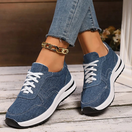 Lace Up Canvas Sneakers For Women