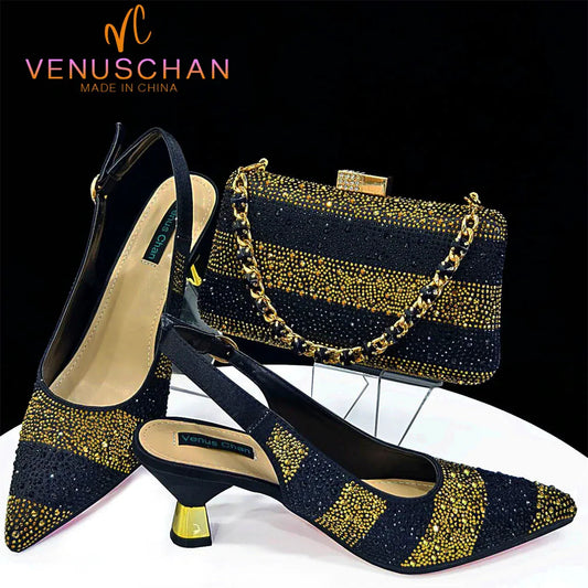 Trendy High Heel Shoes and Bag Set