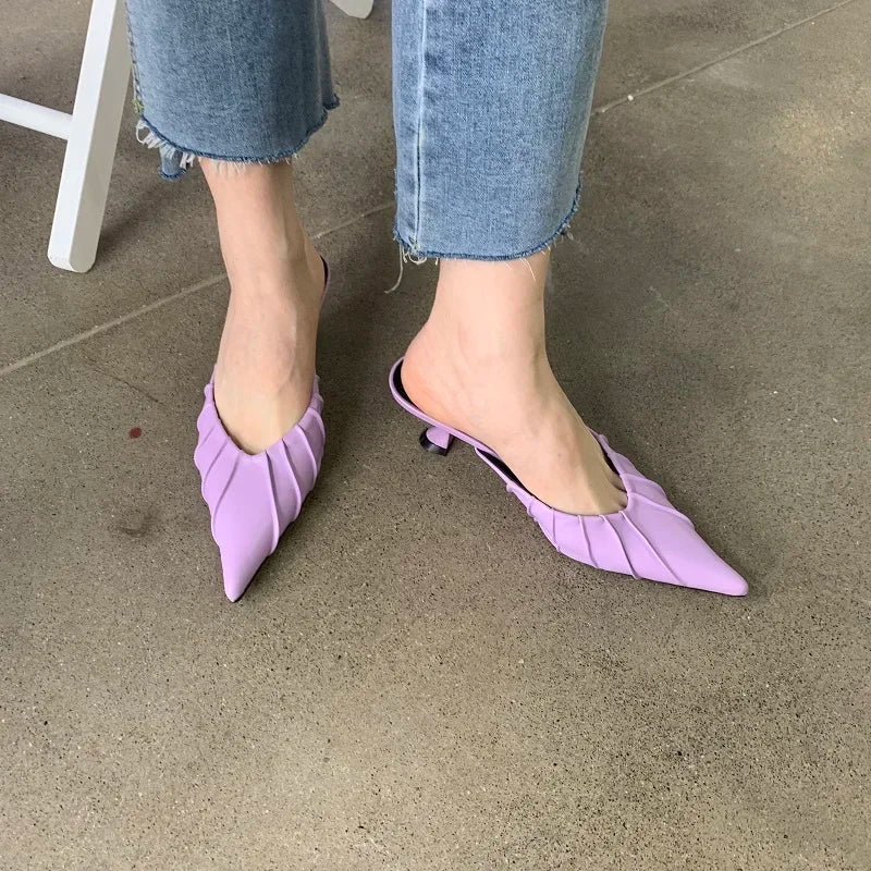 Purple Pink Pointed Toe Women Fashion Slippers