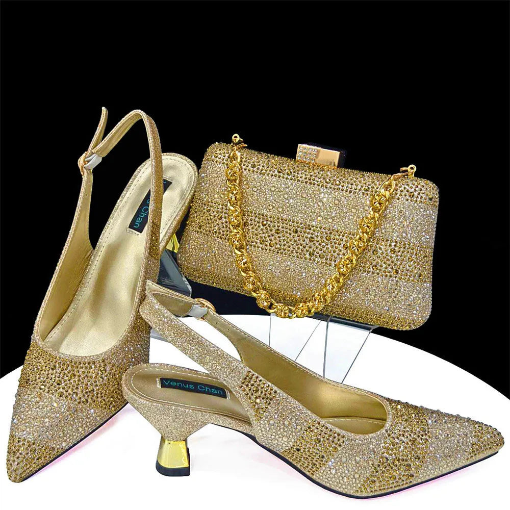 Trendy High Heel Shoes and Bag Set