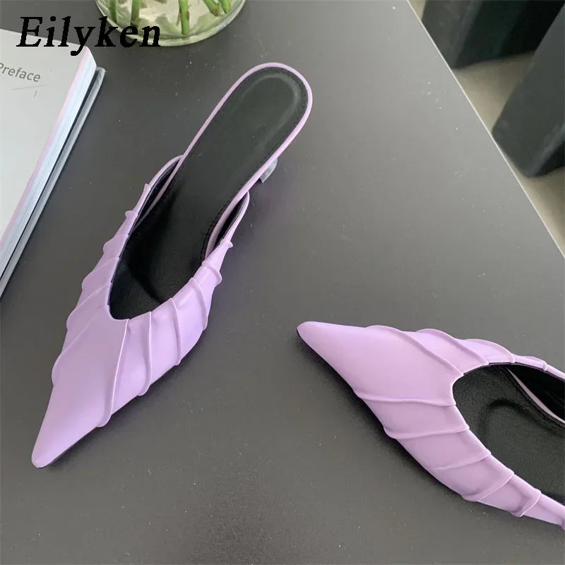 Purple Pink Pointed Toe Women Fashion Slippers