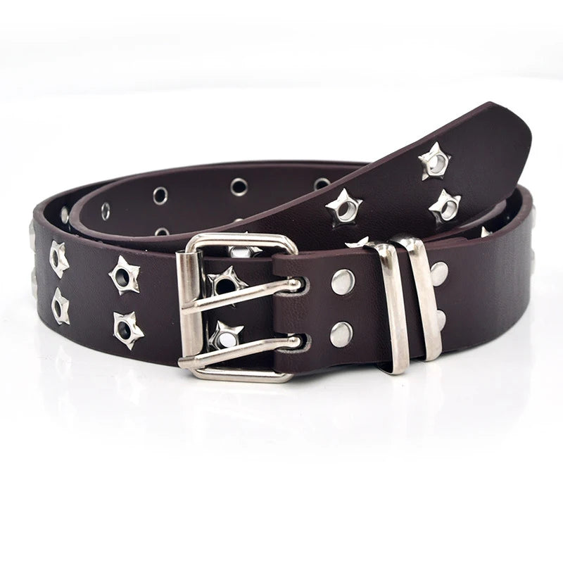 Leather Belts With Alloy Diamond Buckle