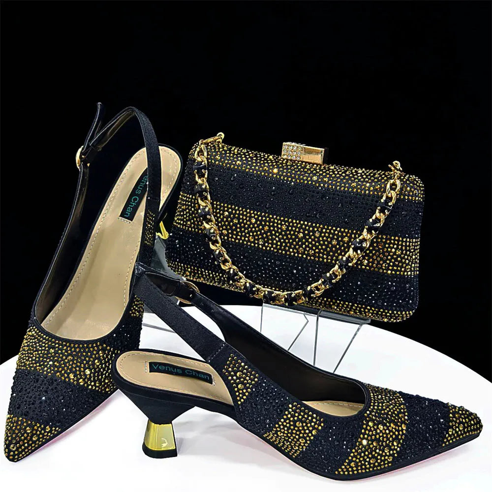 Trendy High Heel Shoes and Bag Set