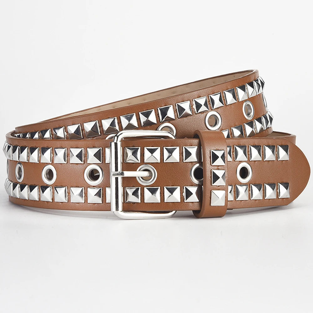 Leather Belts With Alloy Diamond Buckle