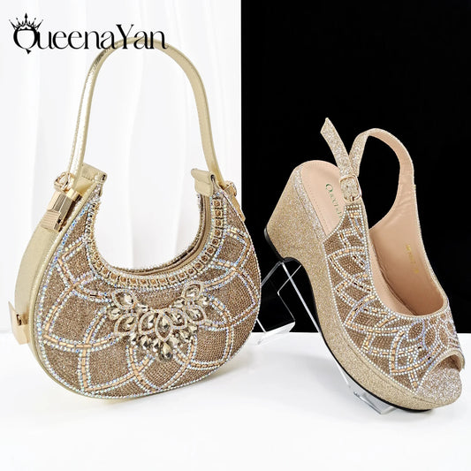 Elegant Women's Peep Toe Shoes Bag Set