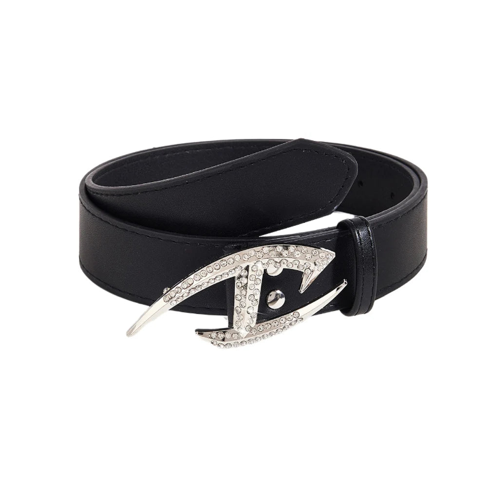 Leather Belts With Alloy Diamond Buckle