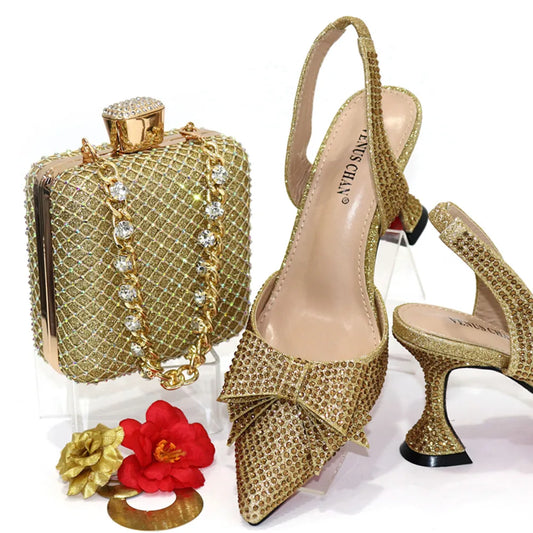 Elegant Heels And Bag Set for Women