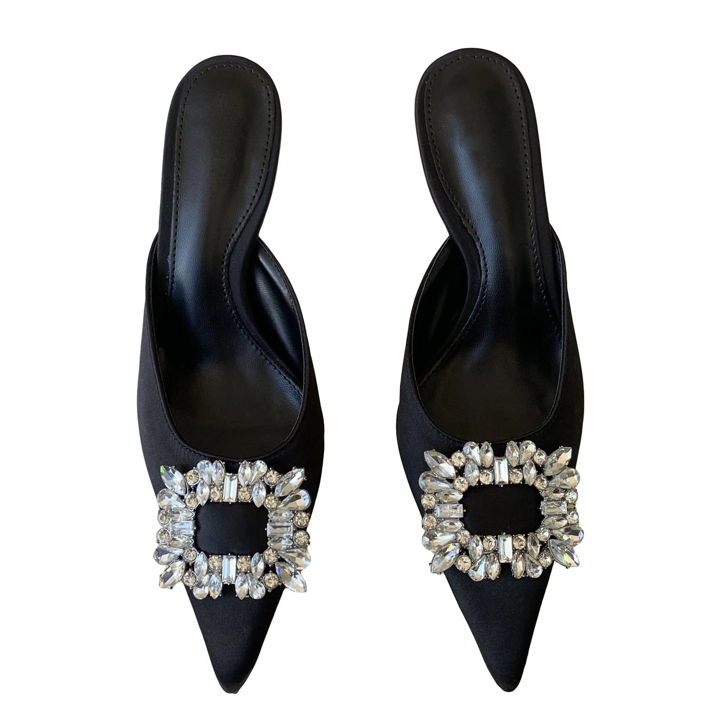 New Metal Decoration Crystal Silk Slippers for Women