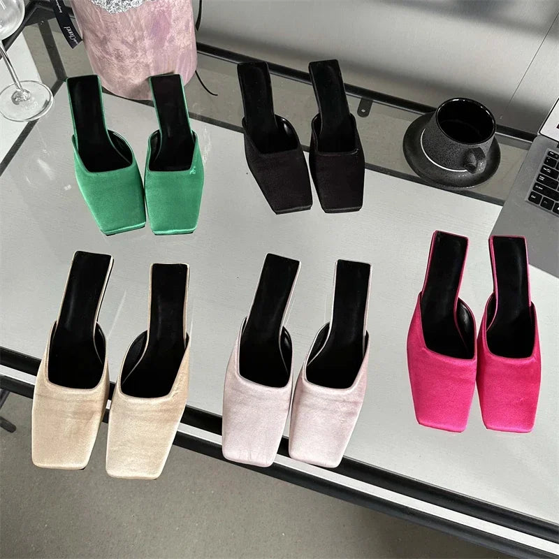 Square Toe Mules Women Fashion Slippers