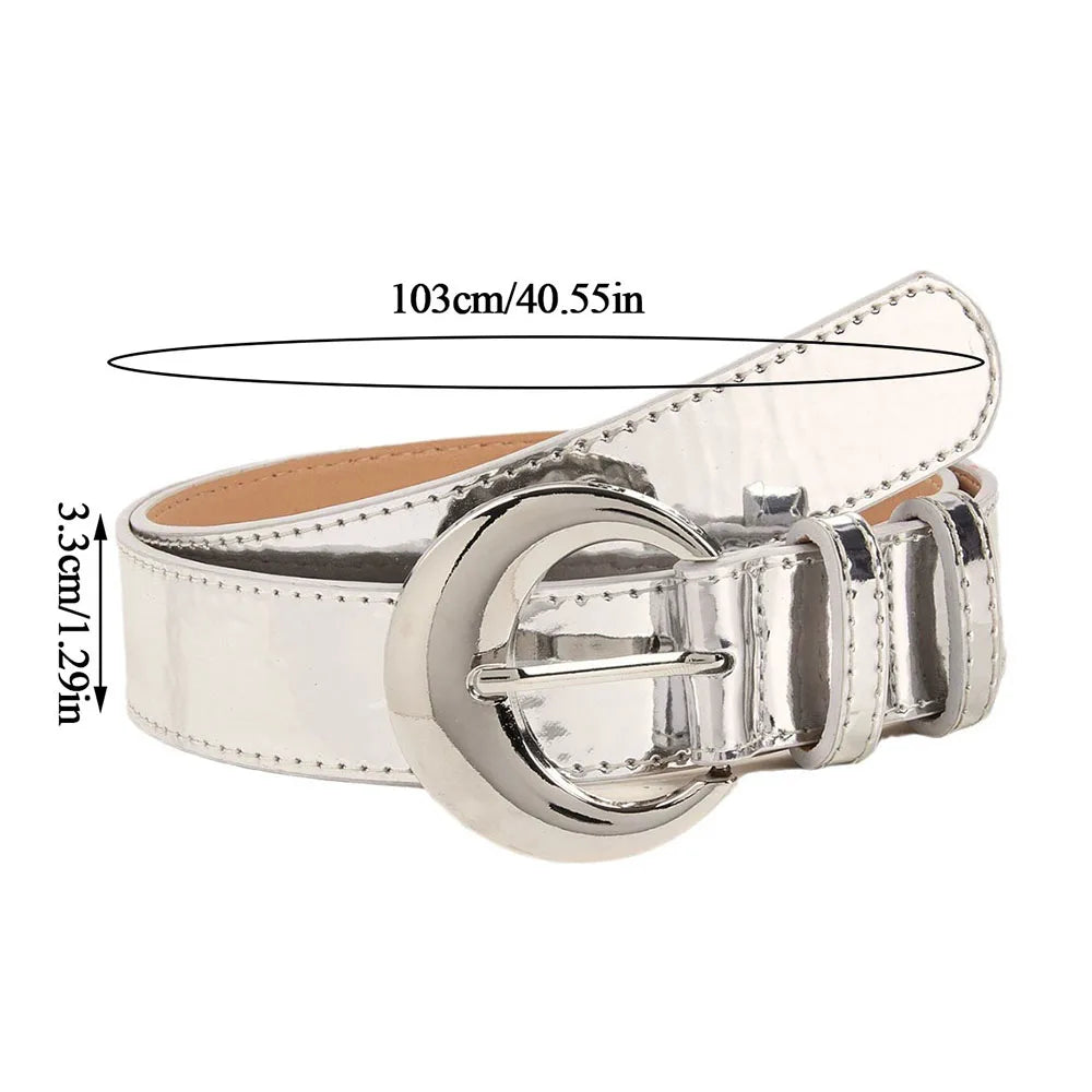 Leather Belts With Alloy Diamond Buckle