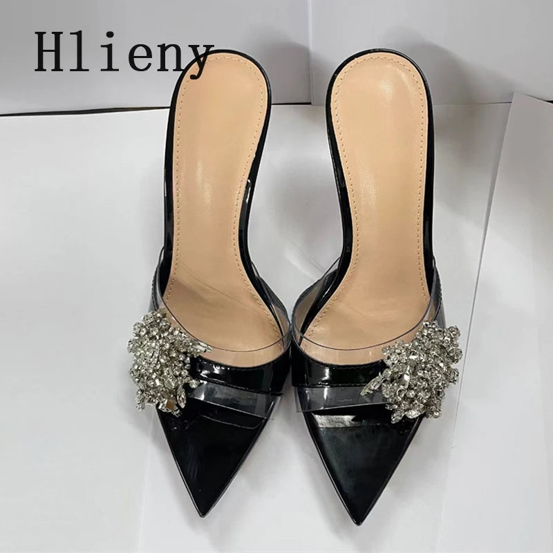 Transparent Pointed Toe Women Heel Slippers