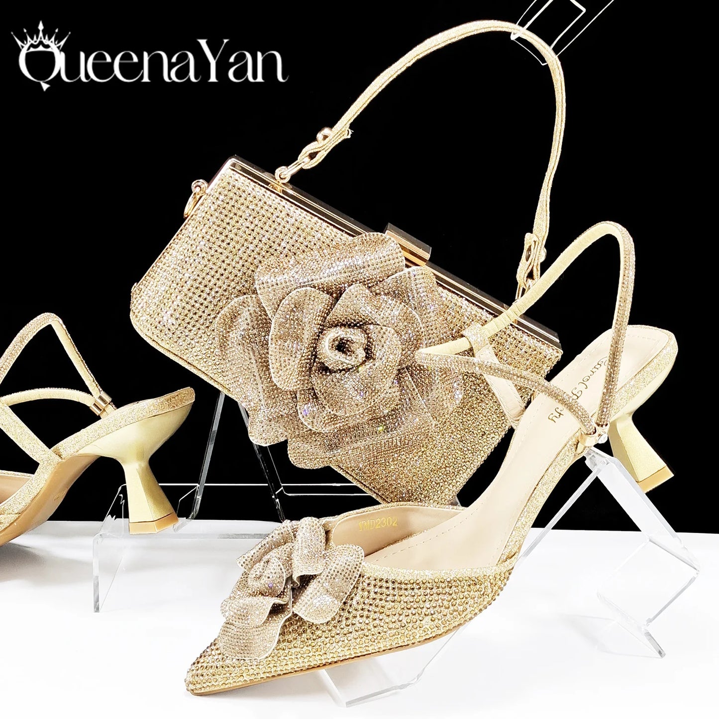 Large Flower Design Shoes & Bag For Women