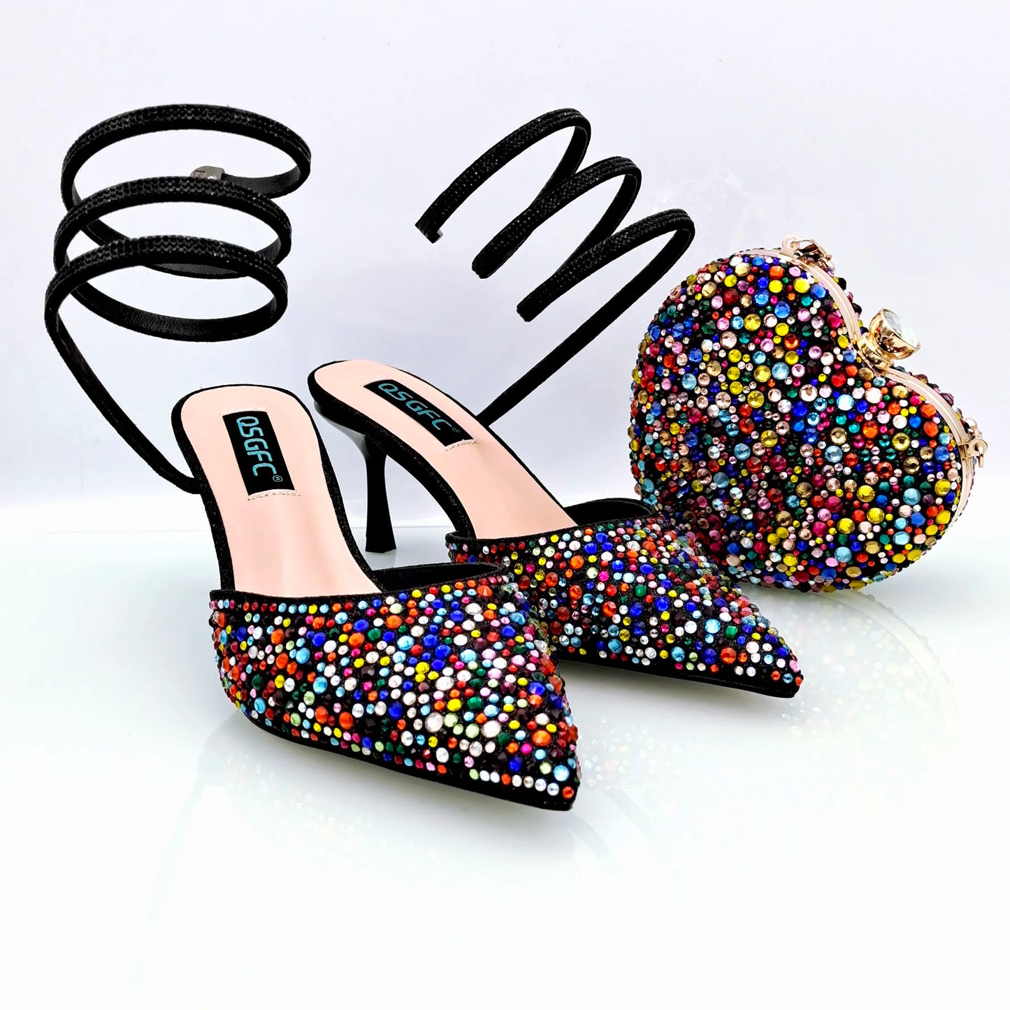 Full Diamond Fashionable Girly Style Shoes And Bag