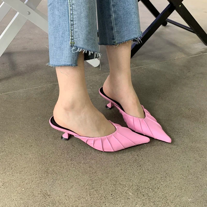 Purple Pink Pointed Toe Women Fashion Slippers