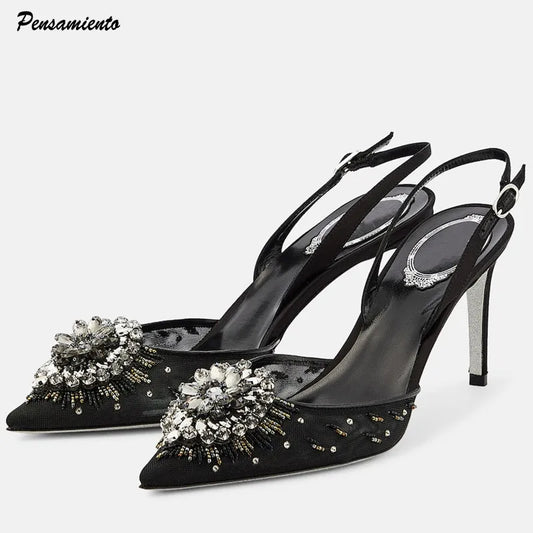 Fashion Rhinestones Pearls Lace  Sandals