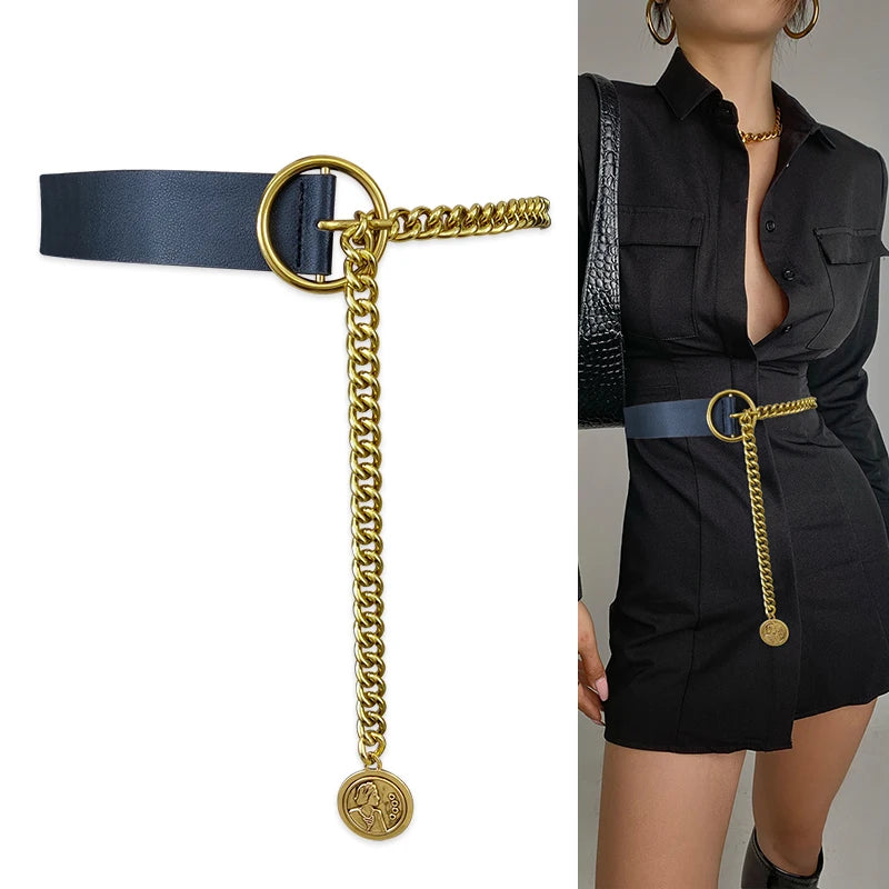 Fashion Adjustable Luxury Gold Chain Belts For Females