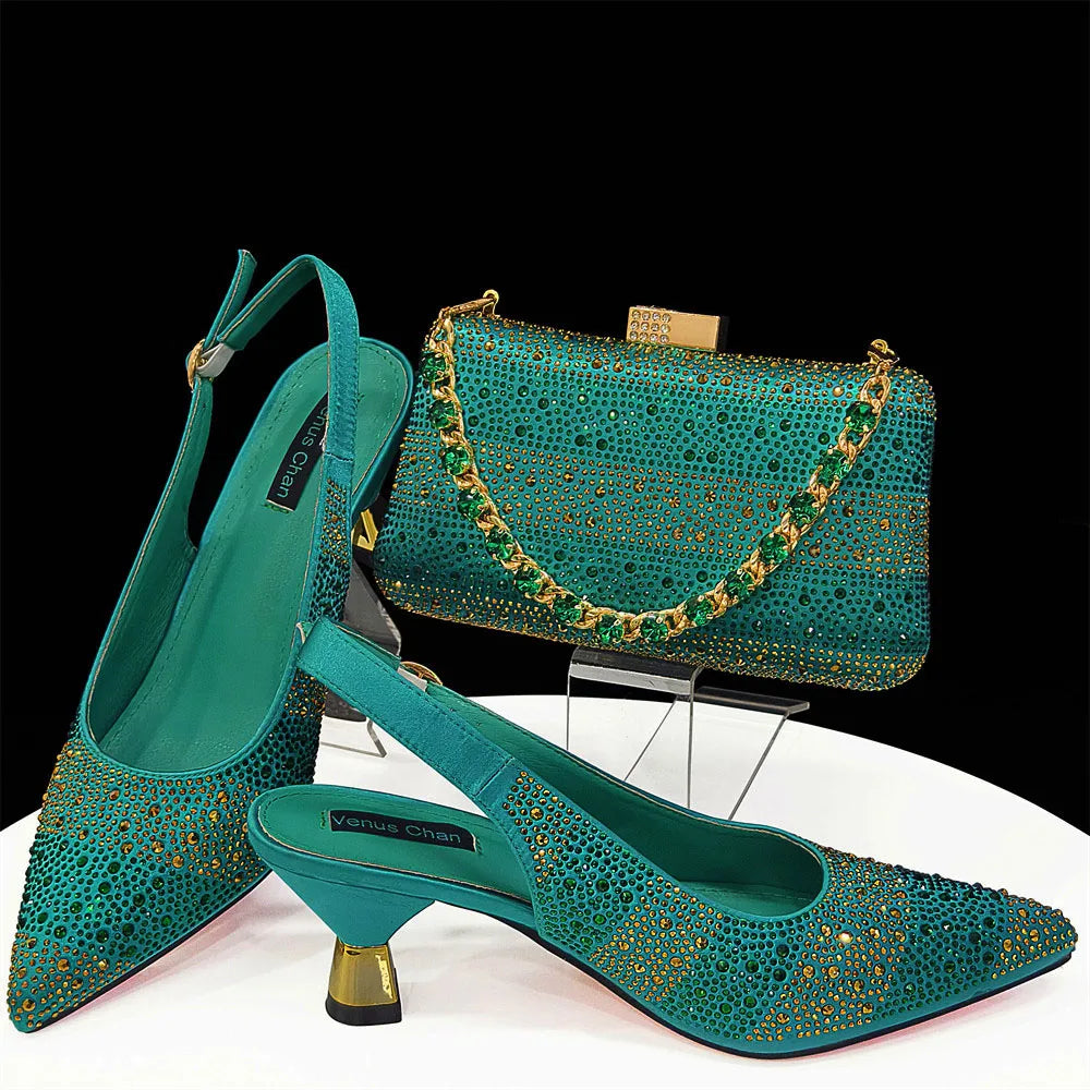 Trendy High Heel Shoes and Bag Set