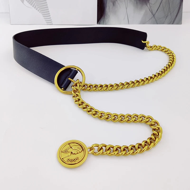 Fashion Adjustable Luxury Gold Chain Belts For Females