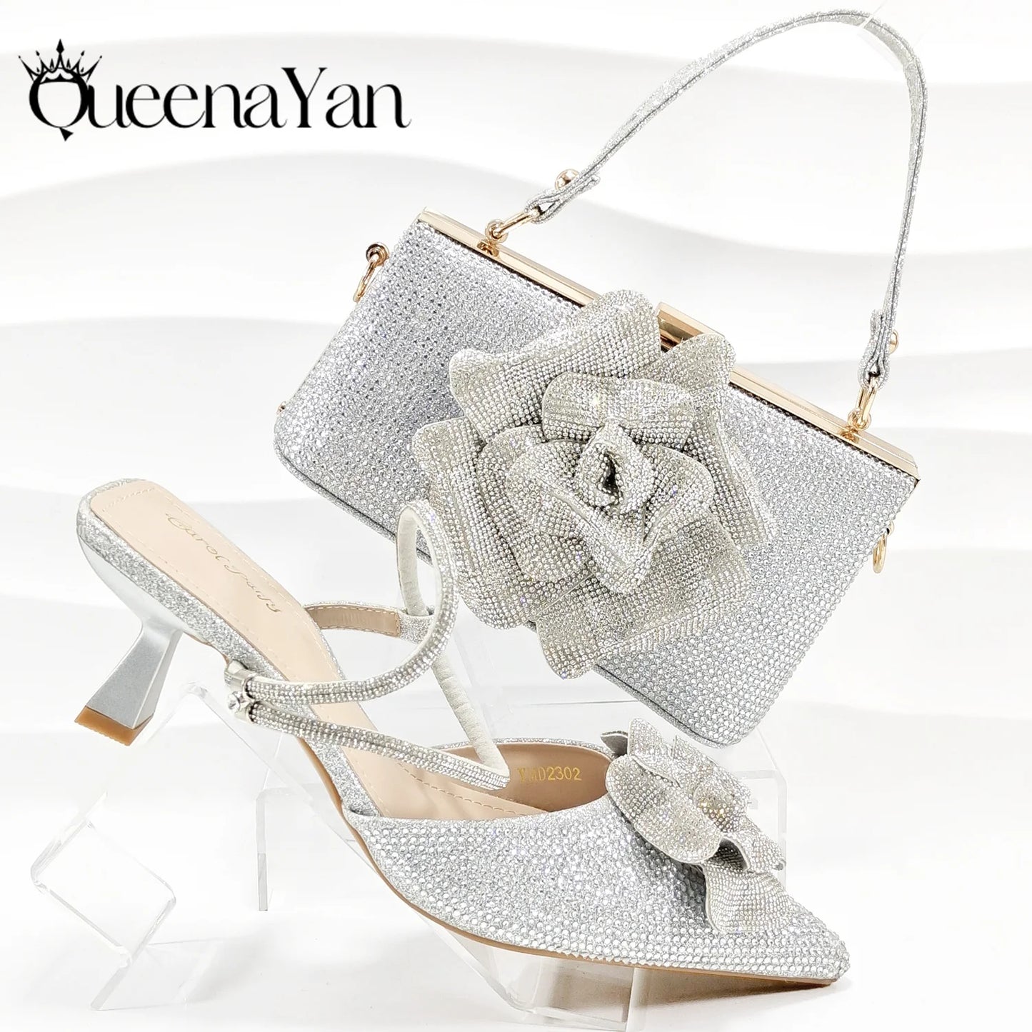 Large Flower Design Shoes & Bag For Women