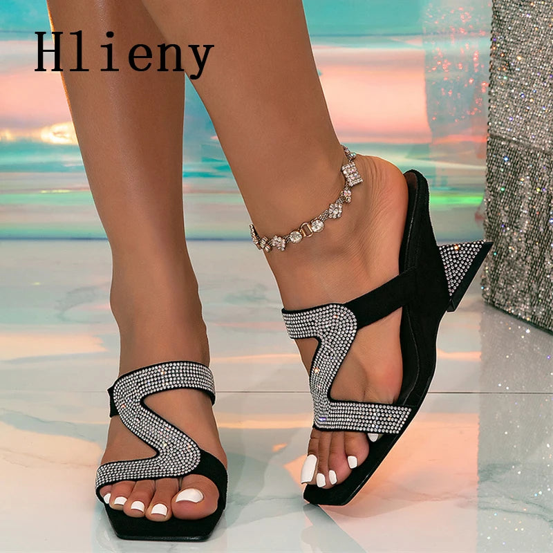 New Fashion Crystal Wedges High Heel Slippers