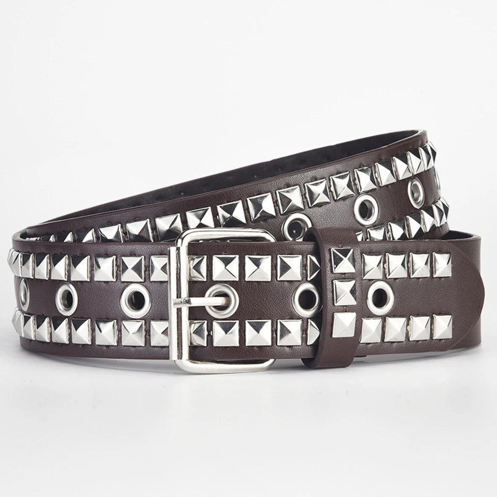 Leather Belts With Alloy Diamond Buckle