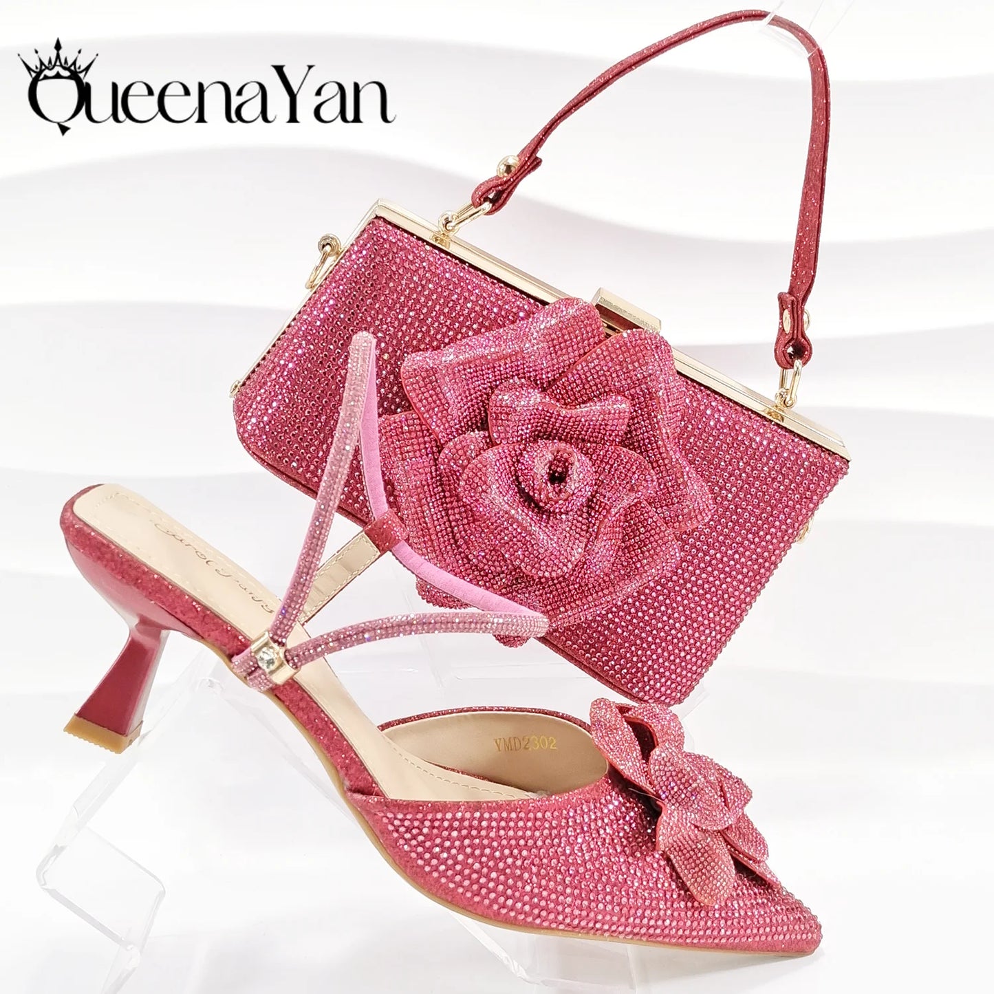 Large Flower Design Shoes & Bag For Women