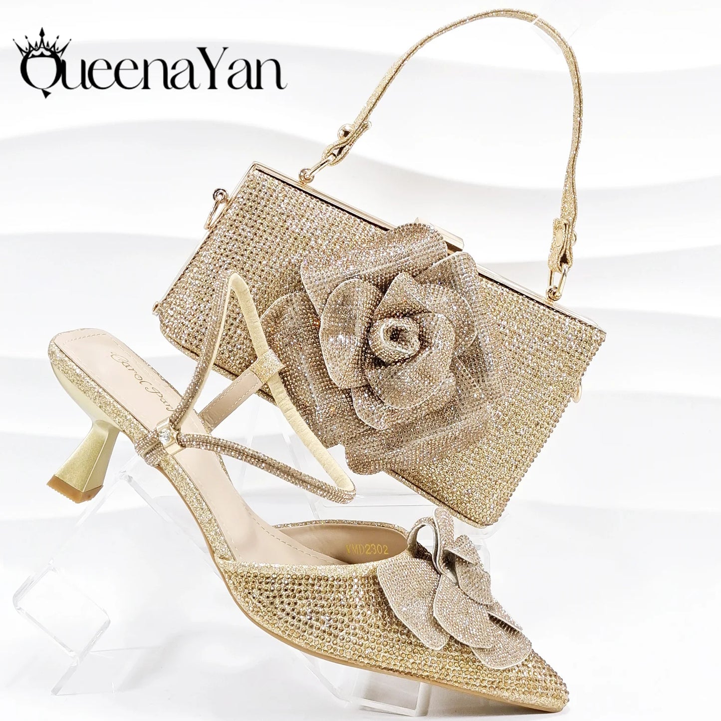 Large Flower Design Shoes & Bag For Women