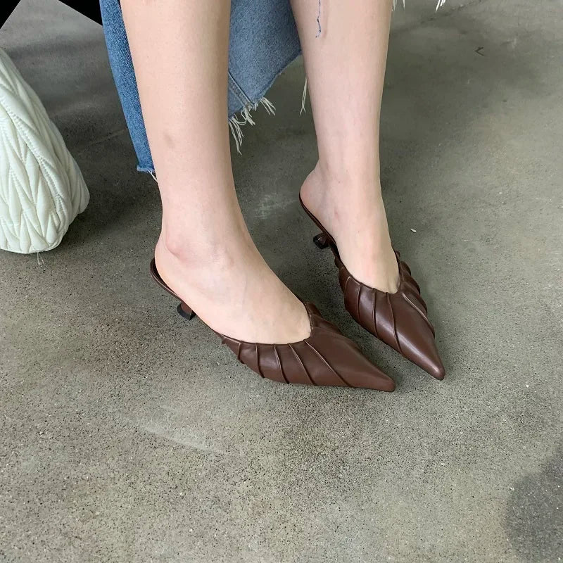 Purple Pink Pointed Toe Women Fashion Slippers