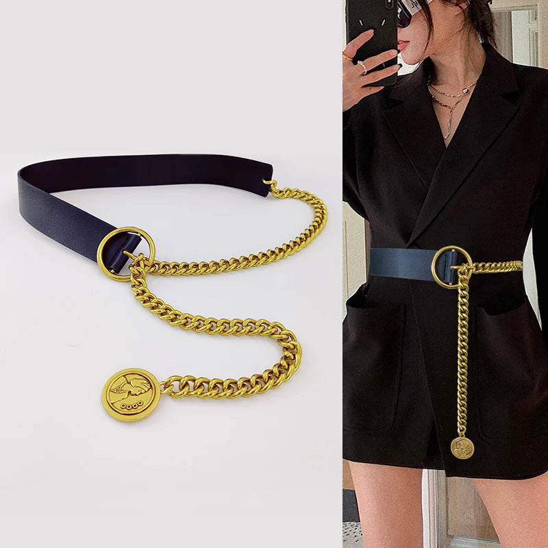 Fashion Adjustable Luxury Gold Chain Belts For Females