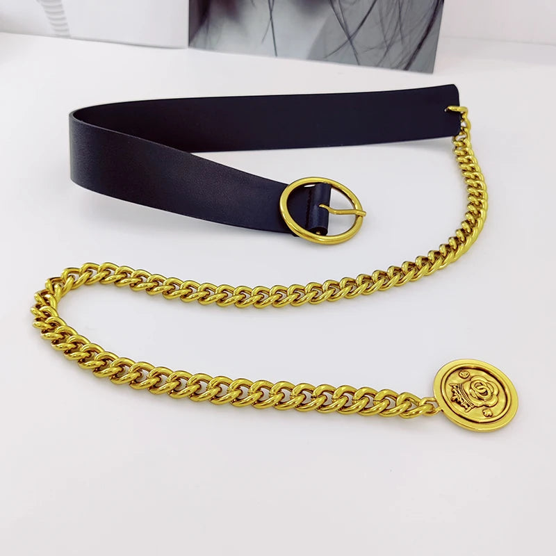 Fashion Adjustable Luxury Gold Chain Belts For Females