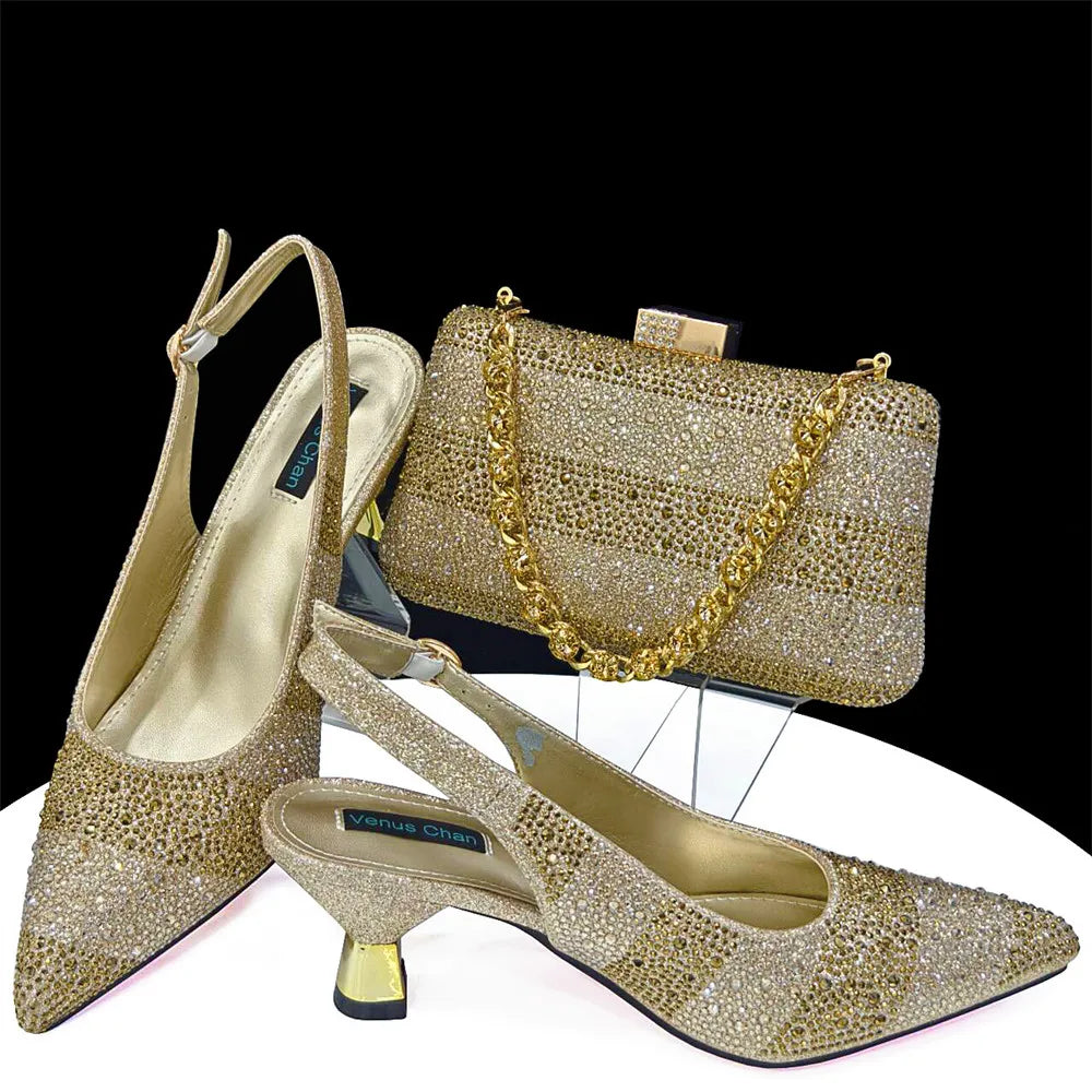 Trendy High Heel Shoes and Bag Set