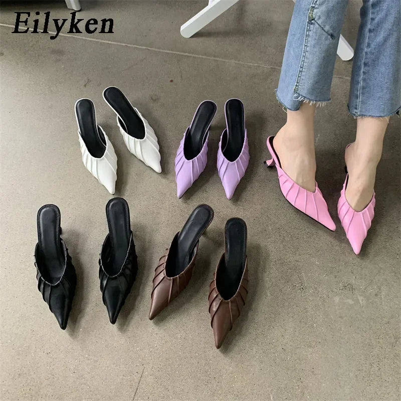 Purple Pink Pointed Toe Women Fashion Slippers